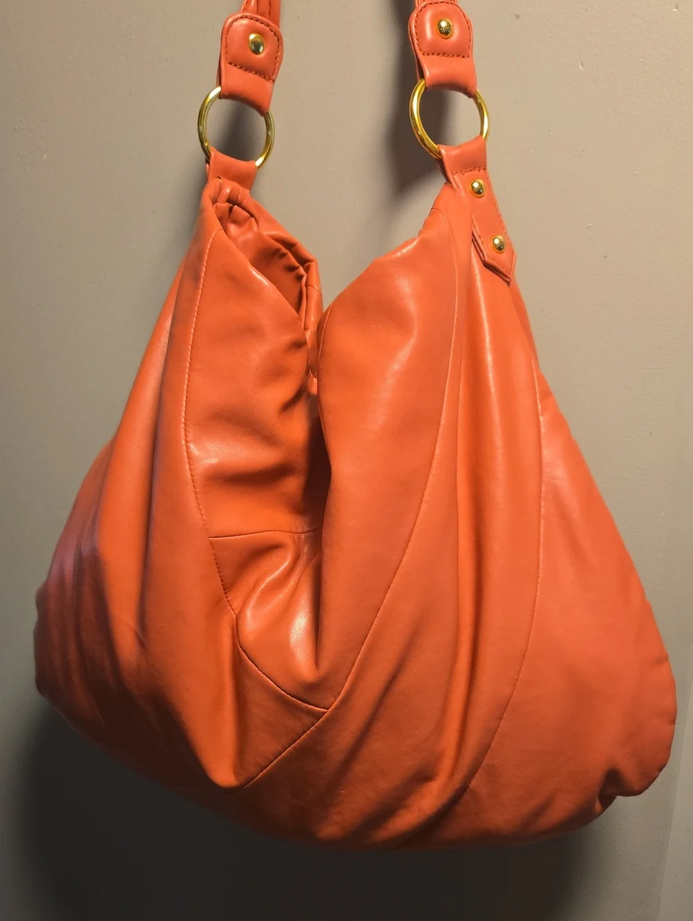 Orange Soft Hobo Shoulder Bag